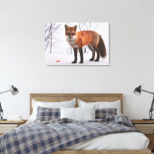 Red Fox in sneeuw Canvas Afdruk (Insitu (Slaapkamer))