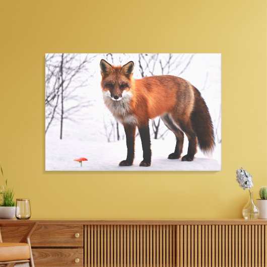 Red Fox in sneeuw Canvas Afdruk (Insitu (Woonkamer))