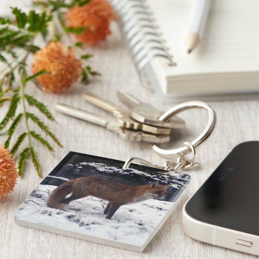 Red Fox in sneeuw Sleutelhanger (Voorkant Rechts)