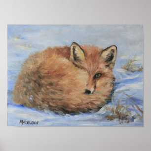 Red Fox in Sneeuwfijn Kunstafdrukken Poster