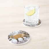 Red Fox in snow in winter Zandsteen Onderzetter (Zijkant)