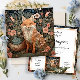 Red Fox in William Morris Style Bloemtuin Kaart