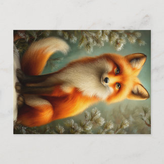 Red fox in winter forest briefkaart