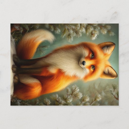 Red fox in winter forest briefkaart (Voorkant)