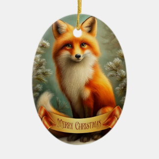 Red fox in winter forest keramisch ornament
