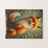 Red fox in winter forest legpuzzel (Horizontaal)