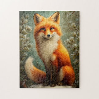 Red fox in winter forest legpuzzel