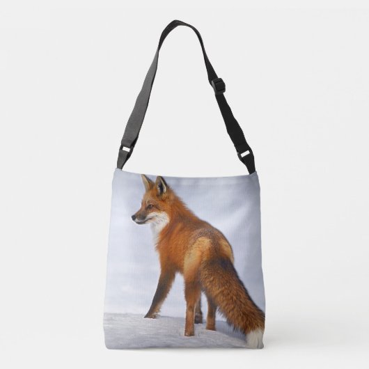 Red Fox in Winter Snow Crossbody Tas (Achterkant)