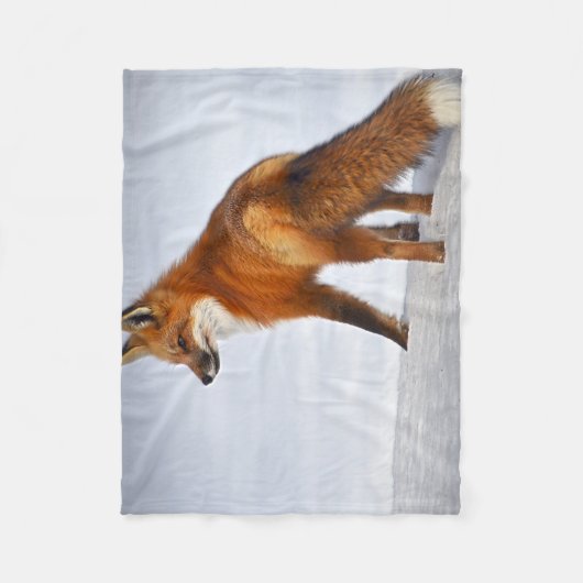 Red Fox in Winter Snow Fleece Deken (Voorkant)