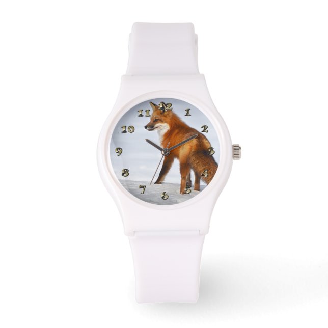 Red Fox in Winter Snow Horloge (Voorkant)