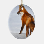 Red Fox in Winter Snow Keramisch Ornament (Rechts)