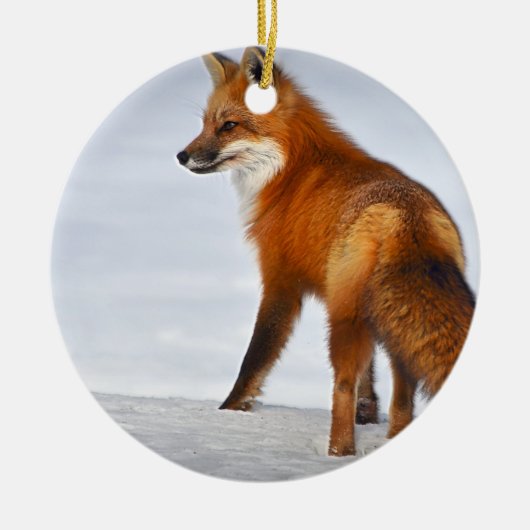 Red Fox in Winter Snow Keramisch Ornament (Voorkant)