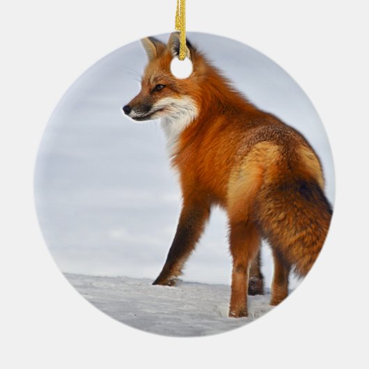 Red Fox in Winter Snow Keramisch Ornament (Achterkant)