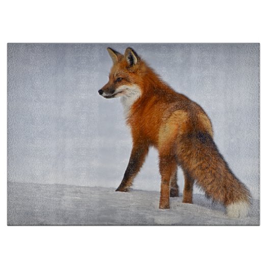 Red Fox in Winter Snow Snijplank (Voorkant)
