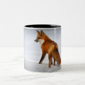 Red Fox in Winter Snow Tweekleurige Koffiemok (Center)