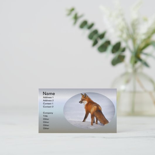 Red Fox in Winter Snow Visitekaartje (Staand voorkant)
