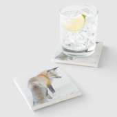 Red Fox in Winter Stenen Onderzetter (Zijkant)