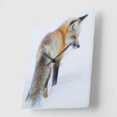 Red Fox in Winter Vierkante Klok (Hoek)