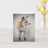 red fox-kaart kaart (Gele Bloem)