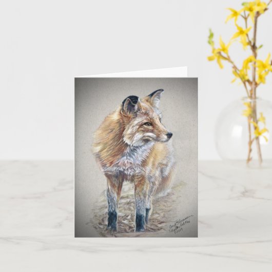 red fox-kaart kaart (Gele Bloem)