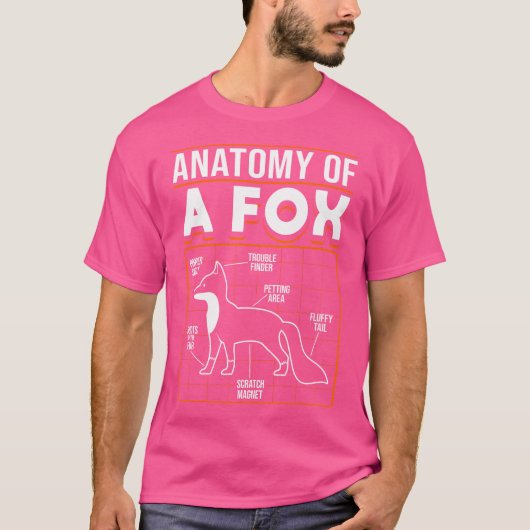 Red Fox Kawaii Anatomie van een vos T-shirt (Voorkant)