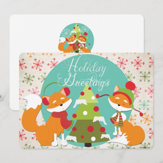 Red Fox Kerstfeestdag Feestdagenkaart (Voorkant / Achterkant)
