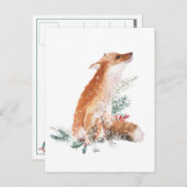 Red Fox Kerstwinter Woodland Scene Briefkaart (Voorkant / Achterkant)