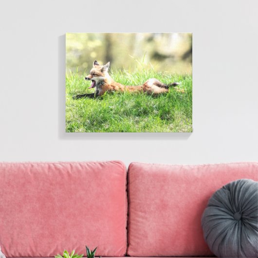 Red Fox Kit Canvas Afdruk (Insitu (Woonkamer))