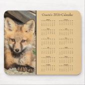 Red Fox Kit - Customizable full year 2025 calendar Muismat (Voorkant)
