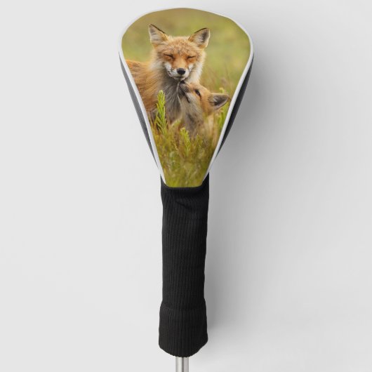 Red Fox Kit die naar Momma kijkt Golfheadcover (Voorkant)