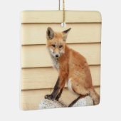 Red Fox Kit in de Hudson-vallei Keramisch Ornament (Rechts)
