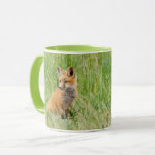 Red Fox Kit in gras nabij den den Mok (Voorkant links)