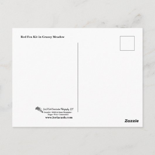 Red Fox Kit in Grassy Meadow Briefkaart (Achterkant)