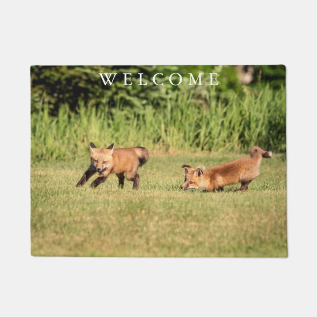 Red Fox Kits Speling Deurmat (Voorkant)