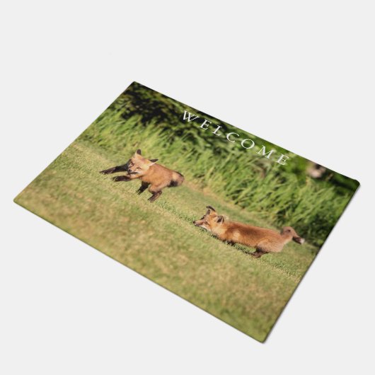 Red Fox Kits Speling Deurmat (Schuin)