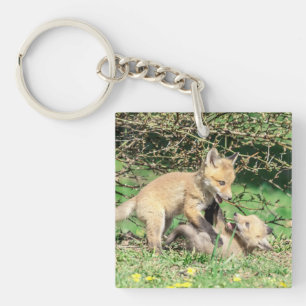 Red Fox Kits Speling Sleutelhanger