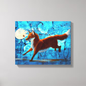 Red Fox Kitsune Surreal Fantasy op Blauw Canvas Afdruk (Voorkant)