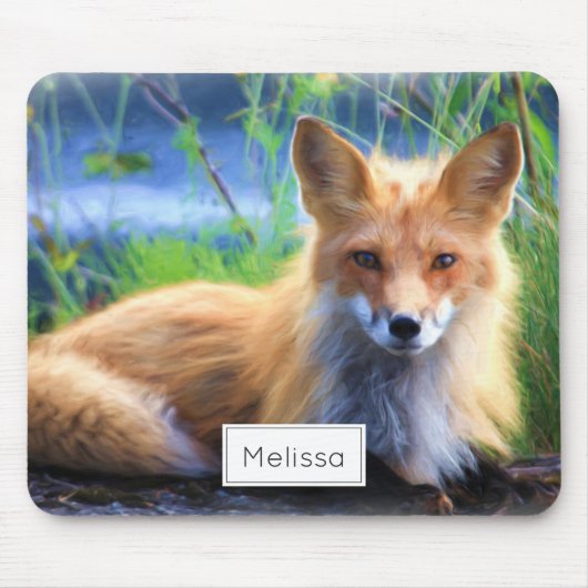 Red Fox Laying in Grass Schilderachtig Personalize Muismat (Voorkant)