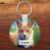 Red Fox Laying in Grass Schilderachtig Personalize Sleutelhanger (Voorkant)