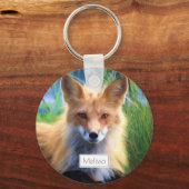 Red Fox Laying in Grass Schilderachtig Personalize Sleutelhanger (Voorkant)