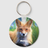 Red Fox Laying in Grass Schilderachtig Photo Sleutelhanger (Achterkant)