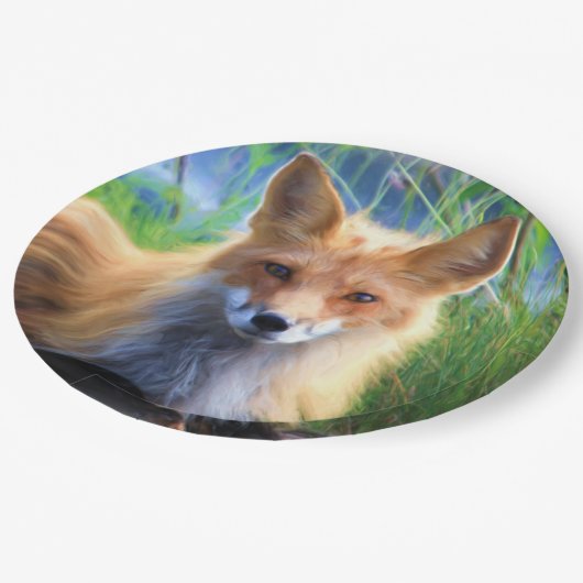 Red Fox Laying in Grass Schilderachtig Wildlife Papieren Bordje (Gekanteld)