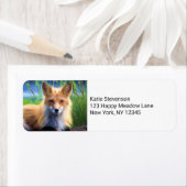 Red Fox Laying in het Grass Wildlife Afbeelding Etiket (Insitu)