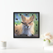 Red Fox Laying in het Grass Wildlife Afbeelding Vierkante Klok (Huis)