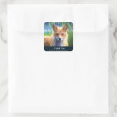 Red Fox Laying in the Grass Schilderachtig Bedankt Vierkante Sticker (Tas)