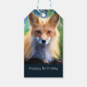 Red Fox Laying in the Grass Schilderachtig Birthda Cadeaulabel (Voorkant)