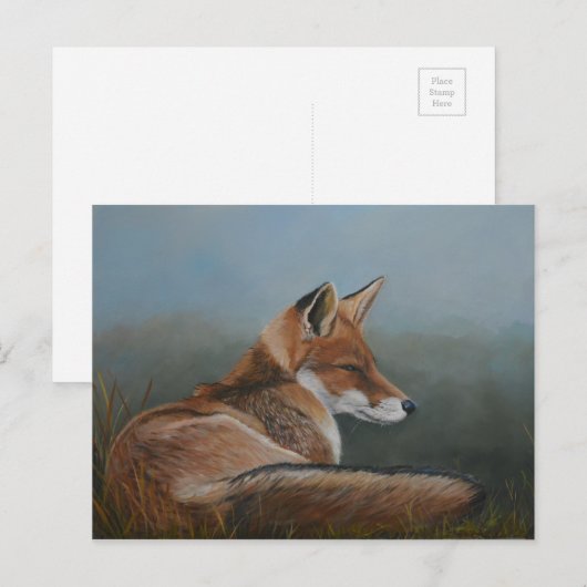 Red Fox Laying Low Animal Art Briefkaart (Voorkant / Achterkant)