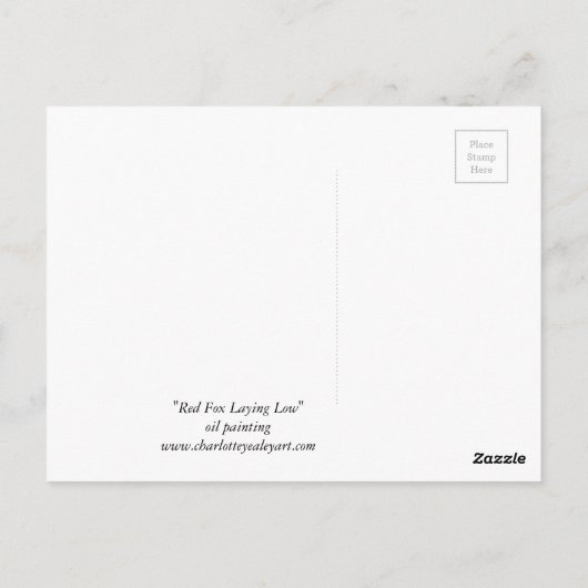 Red Fox Laying Low Animal Art Briefkaart (Achterkant)