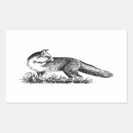Red Fox (lijnkunst) Rechthoekige Sticker