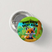 Red Fox, maak de aarde weer geweldig, milieu Ronde Button 3,2 Cm (Voorkant /achterkant)